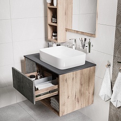 Grossman Мебель для ванной Бруно 80 бетон/веллингтон – фотография-5